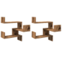 Mensole Angolari 2pz Legno Antico 40x40x49,5 cm in Truciolato 856607