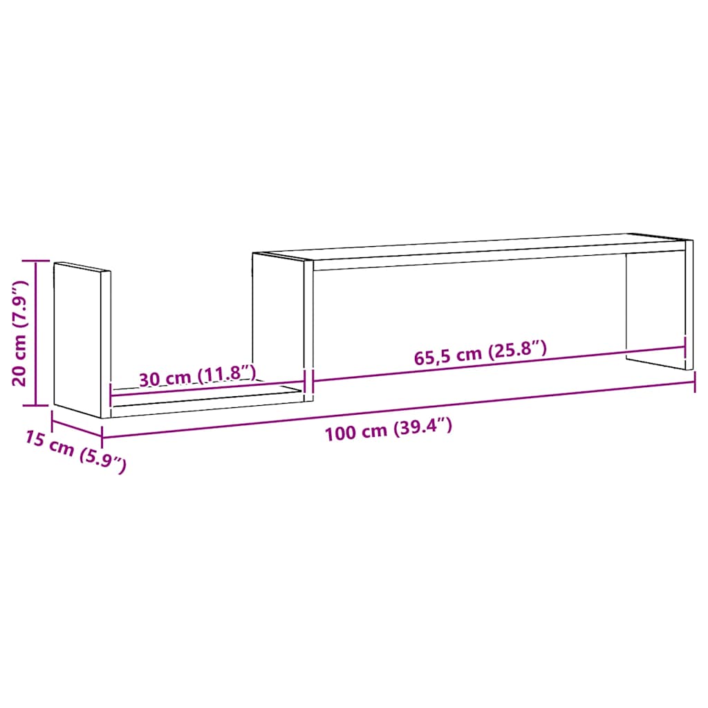 Scaffali da Parete 2 pz Legno Antico 100x15x20 cm Multistrato 856612