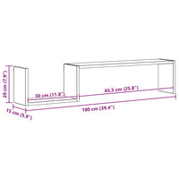 Scaffali da Parete 2 pz Legno Antico 100x15x20 cm Multistrato 856612