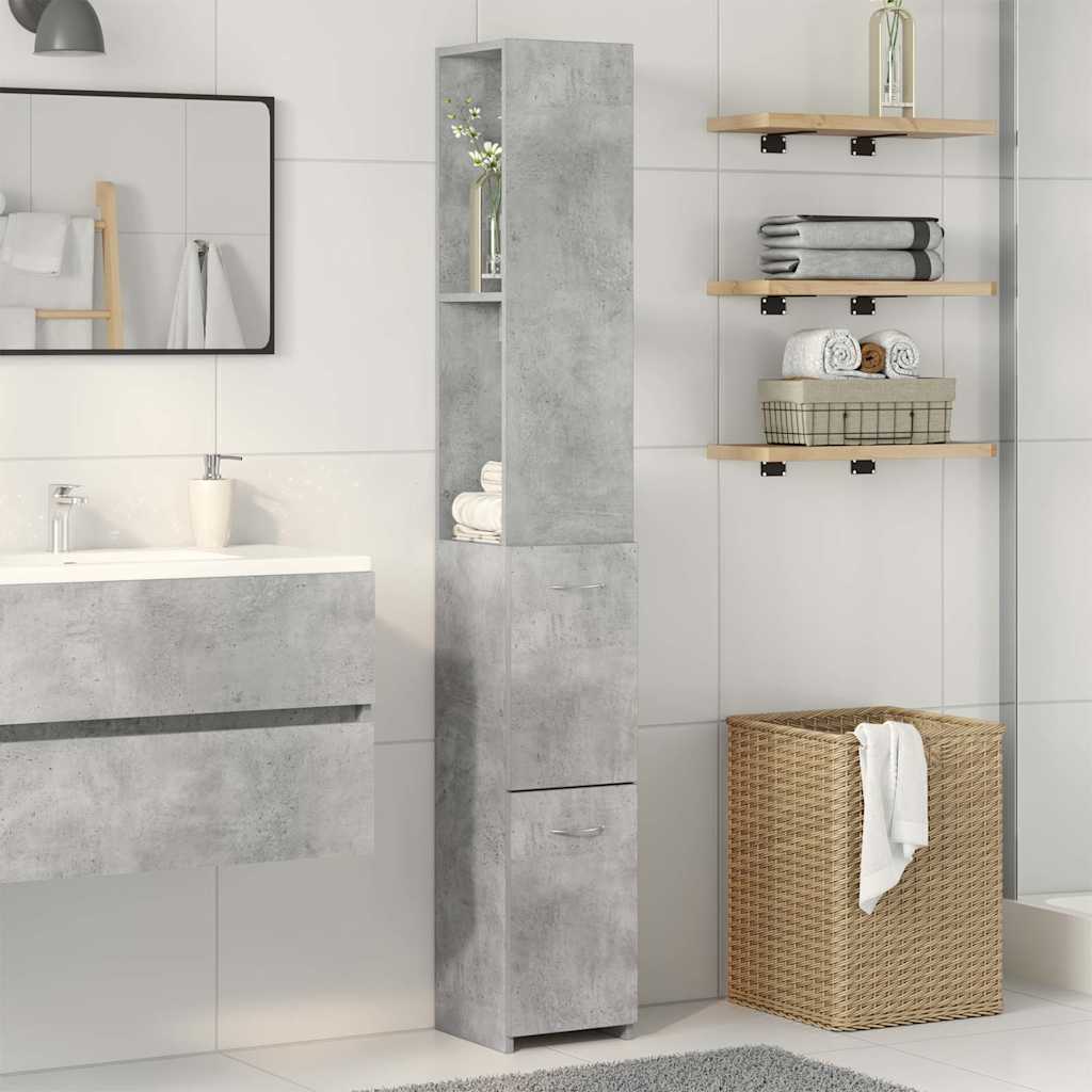 Armadietto da Bagno Grigio Cemento 25x25x170 cm in Truciolato 856651