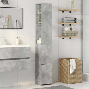 Armadietto da Bagno Grigio Cemento 25x25x170 cm in Truciolato 856651