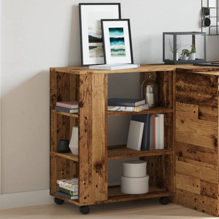 Mobiletto con Ruote Legno Antico 60x35x75 cm Legno Multistrato 856656