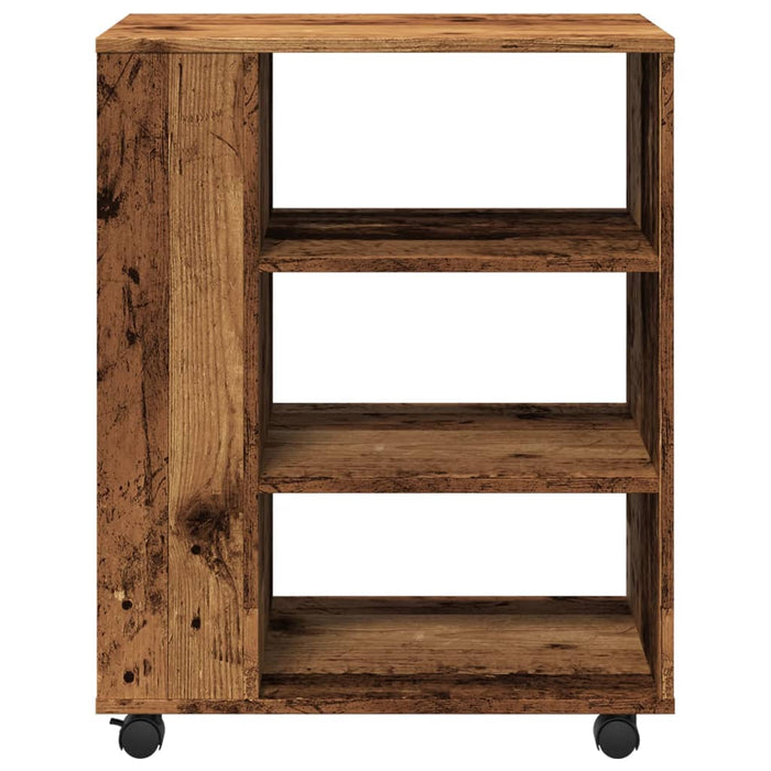 Mobiletto con Ruote Legno Antico 60x35x75 cm Legno Multistrato 856656