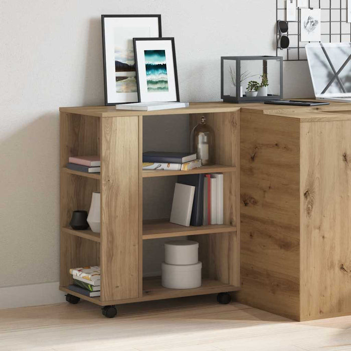 Armadietto con Ruote Rovere Artigianale 60x35x75 cm Truciolato 856657