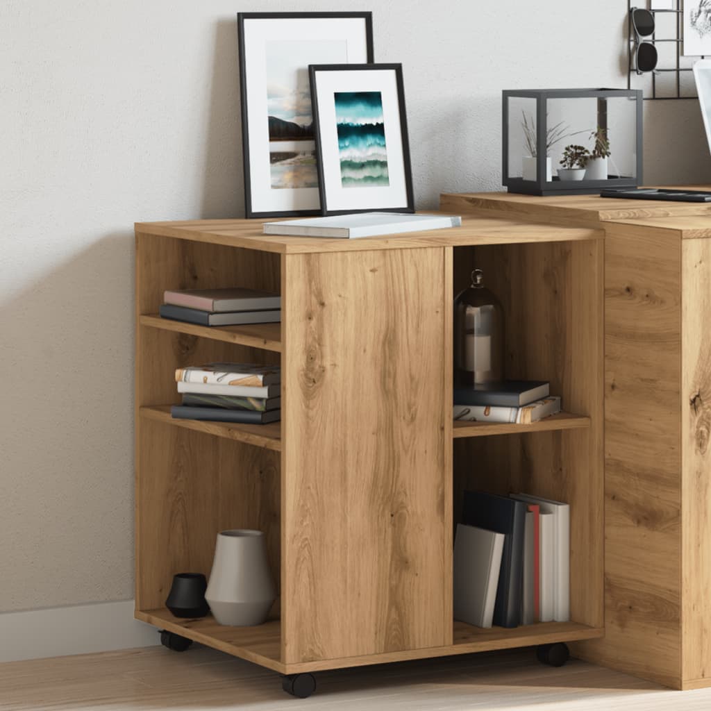 Armadietto con Ruote Rovere Artigianale 60x53x72 cm Truciolato