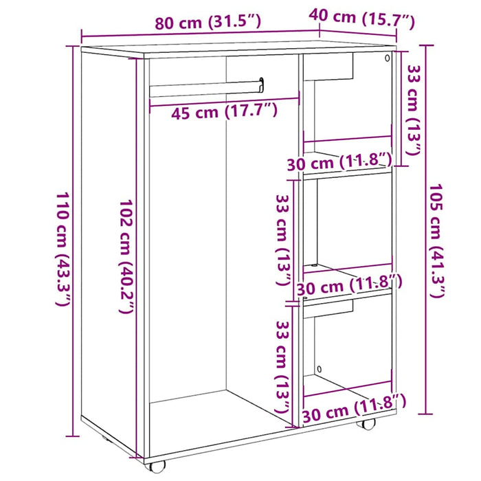 vidaXL Armadio Legno Antico 80x40x110 cm in Legno Multistrato