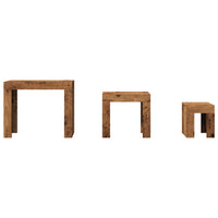 Tavolini Impilabili 3 pz Legno Antico in Truciolato