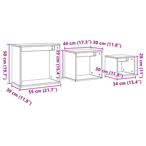 Tavolini Impilabili 3 pz Rovere Artigianale Legno Multistrato 856675