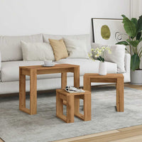 Nido di Tavoli 3 pz Rovere Artigianale in Legno Multistrato 856679