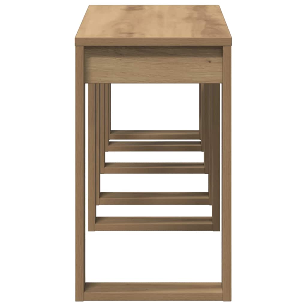 Nido di Tavoli 3 pz Rovere Artigianale in Legno Multistrato 856679