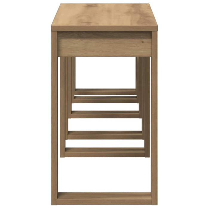 Nido di Tavoli 3 pz Rovere Artigianale in Legno Multistrato 856679