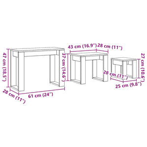 Nido di Tavoli 3 pz Rovere Artigianale in Legno Multistrato 856679