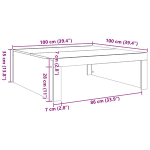 Tavolino Salotto Rovere Artigianale 100x100x35 cm in Truciolato 856685