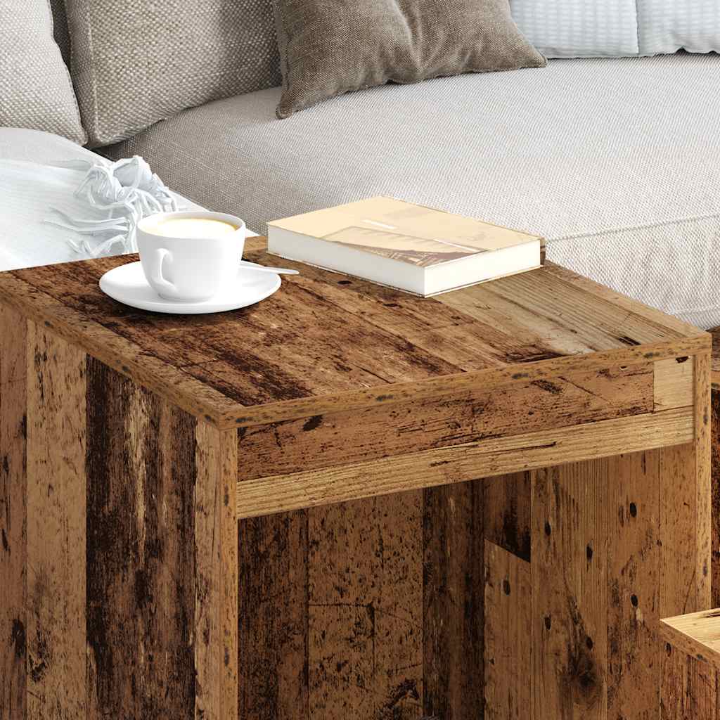 Tavolini Impilabili 3 pz Legno Antico in Legno Multistrato