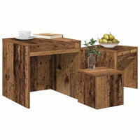 Tavolini Impilabili 3 pz Legno Antico in Legno Multistrato