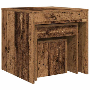 Tavolini Impilabili 3 pz Legno Antico in Legno Multistrato