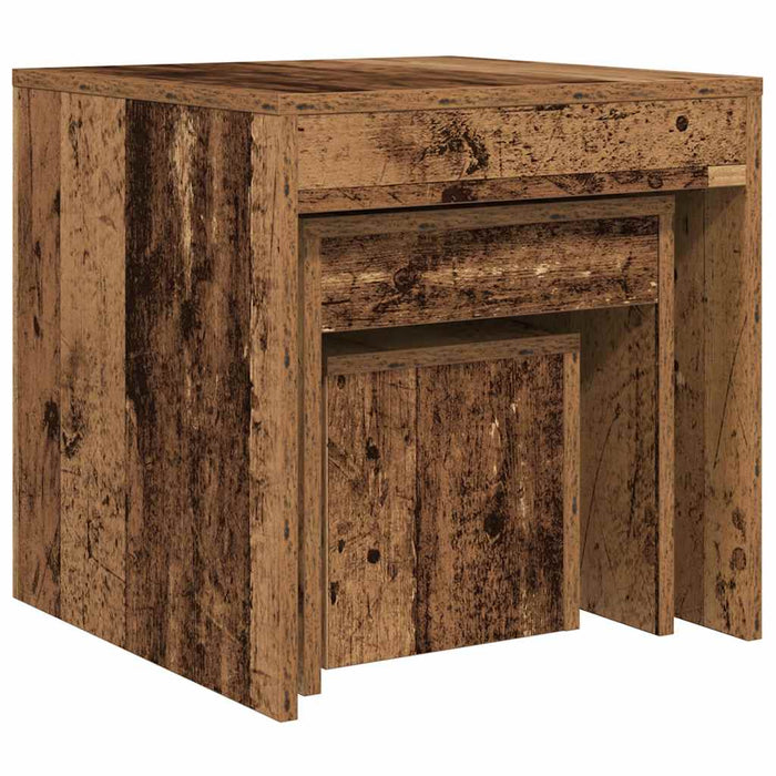 Tavolini Impilabili 3 pz Legno Antico in Legno Multistrato