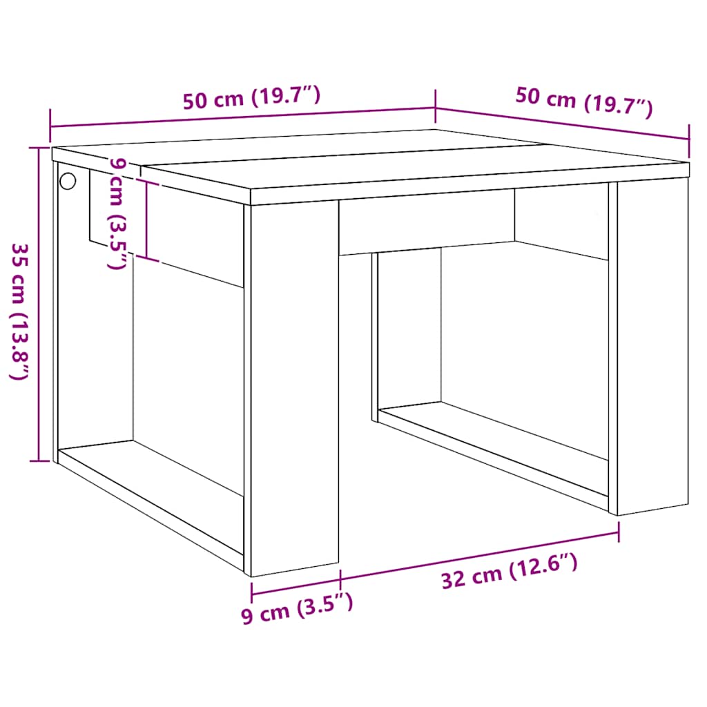 Tavolino da Salotto Rovere Artigianale 50x50x35cm in Truciolato 856689