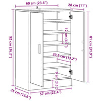 Scarpiera Legno Antico 60x35x92 cm in Legno Multistrato 856698