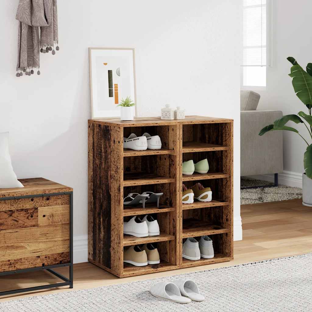 vidaXL Scarpiere 2 pz Legno Antico 32x35x70 cm in Legno Multistrato