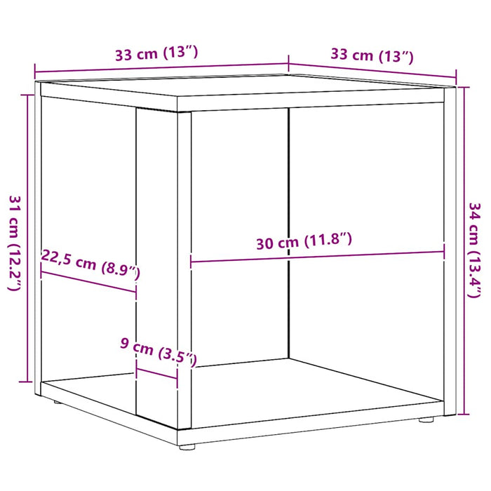 Tavolino da Salotto-Tavolino da soggiorno-Tavolo Rovere Artigianale 33x33x34cm in Truciolato
