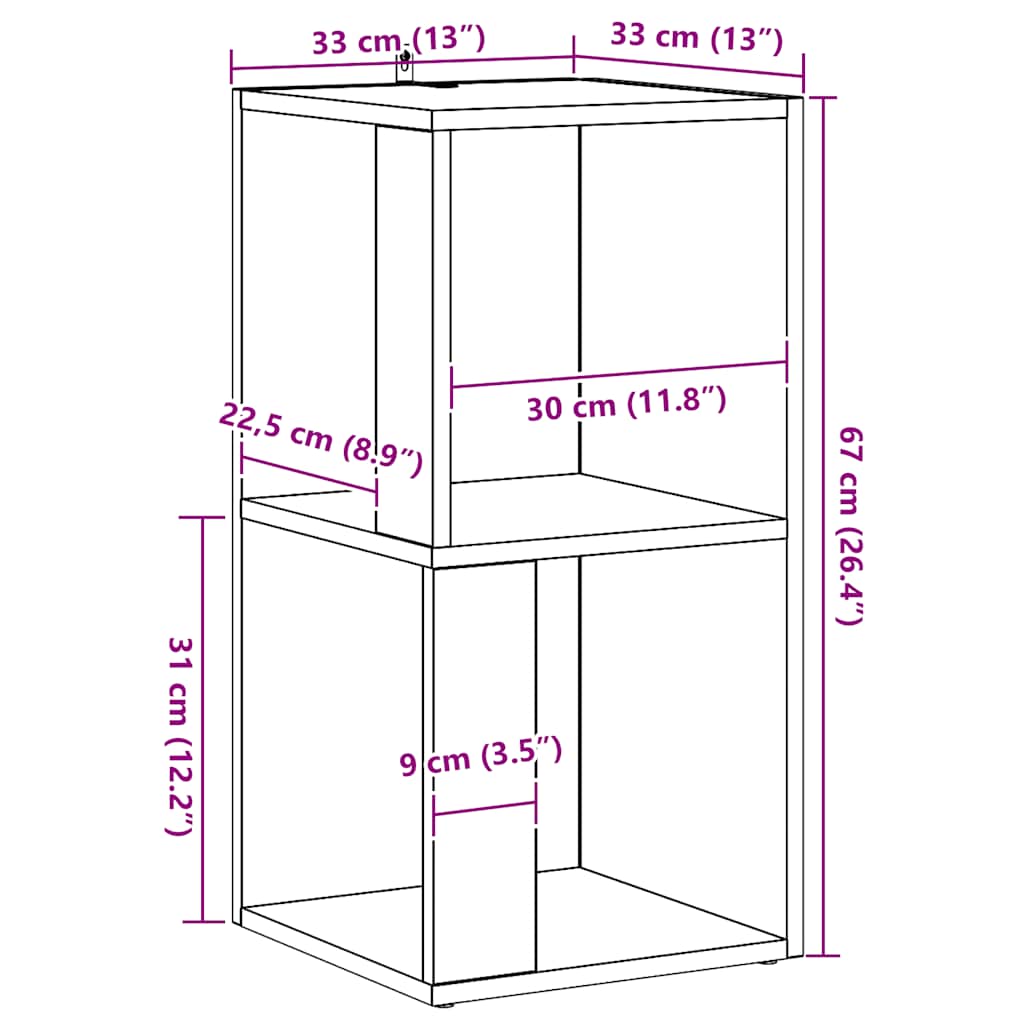 vidaXL Mobile Angolare Rovere Artigianale 33x33x67 cm in Truciolato