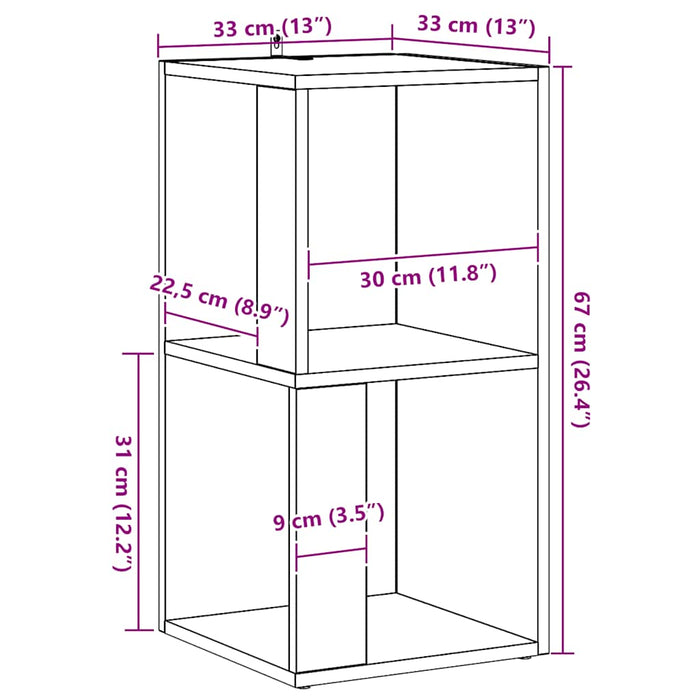 vidaXL Mobile Angolare Rovere Artigianale 33x33x67 cm in Truciolato