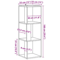 Mobile Angolare Legno Antico 33x33x100 cm Legno Multistrato