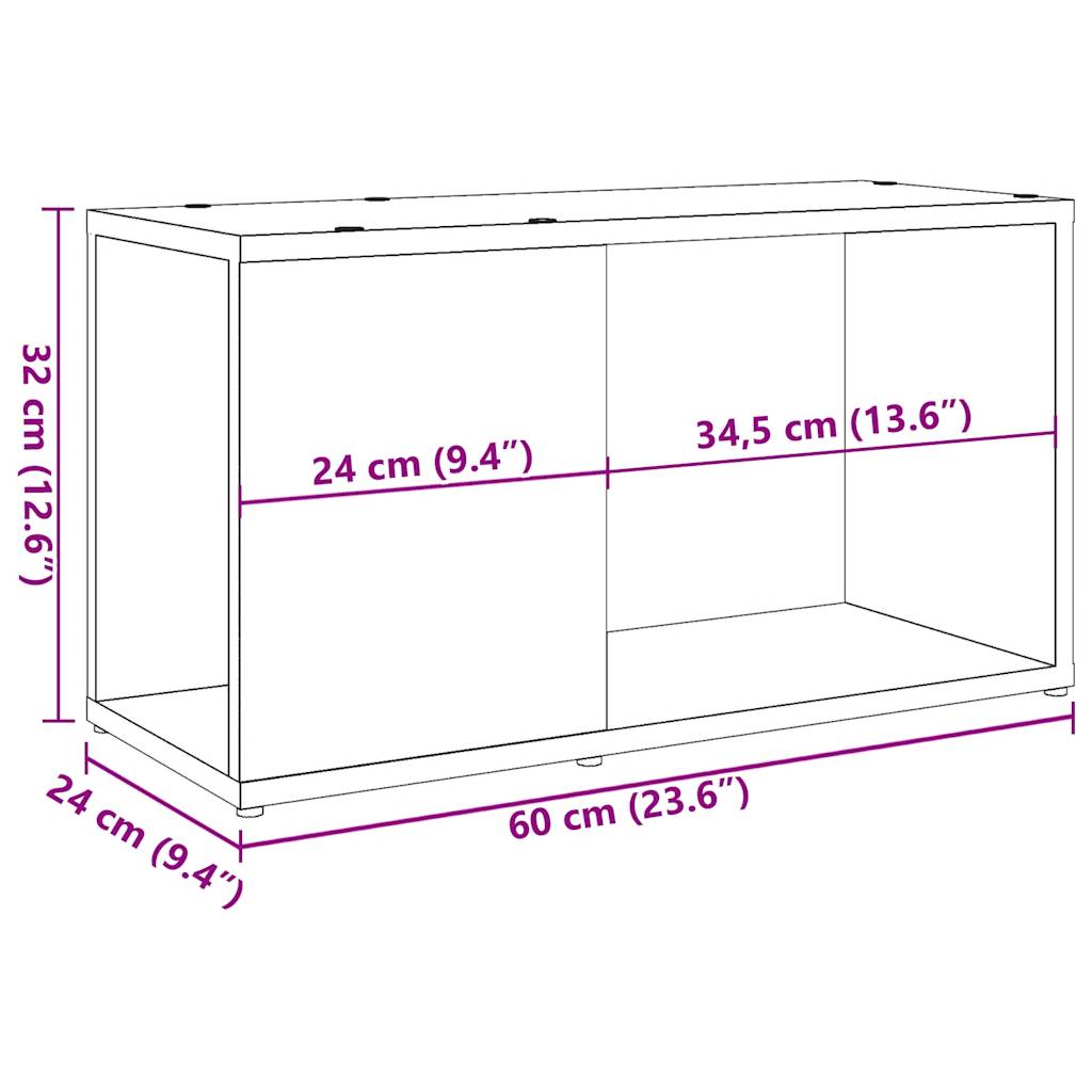 Mobile Porta TV Legno Antico 60x24x32 cm in Truciolato 856726