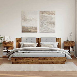 Comodini 2 pz in Legno Vecchio 40x35x65 cm in Legno Multistrato