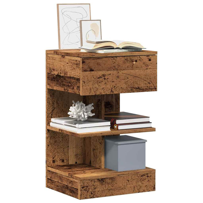 Comodini 2 pz in Legno Vecchio 40x35x65 cm in Legno Multistrato