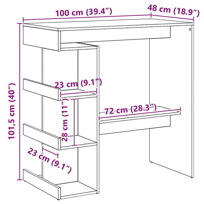 vidaXL Tavolo da Bar con Ripiani Rovere 100x48x101,5 cm in Truciolato