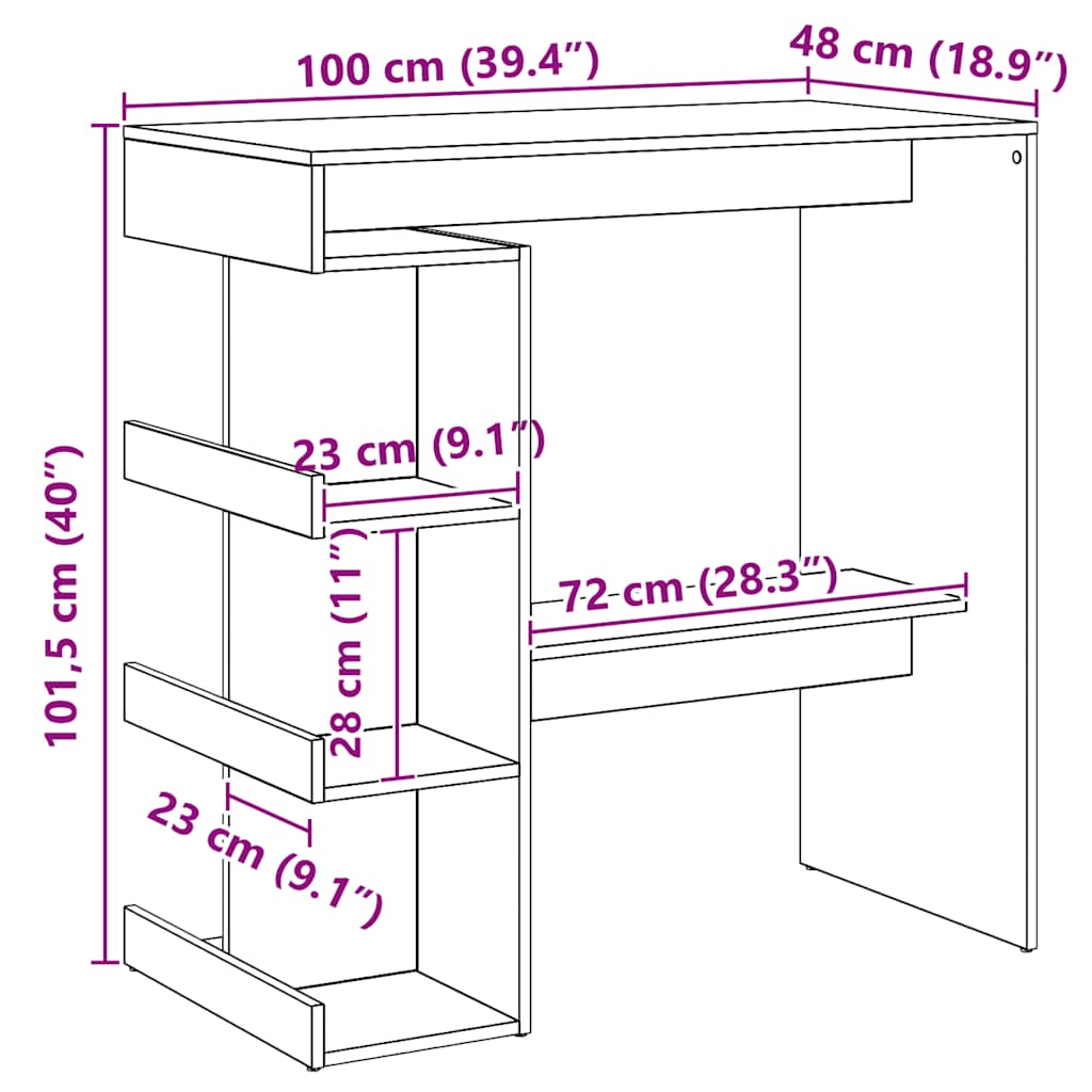 Tavolo da Bar con Ripiani Rovere 100x48x101,5 cm in Truciolato 856759