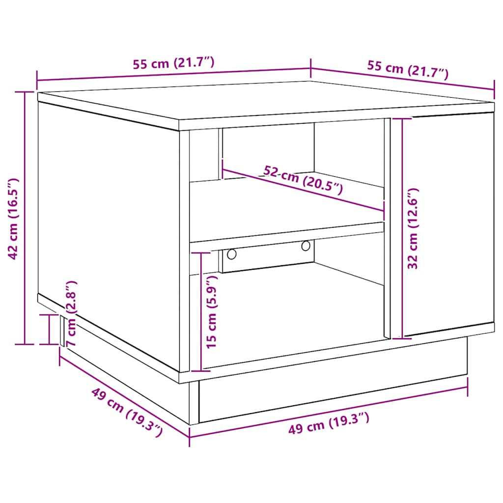 vidaXL Tavolino da Salotto Artigianale 55x55x42 cm Legno Multistrato