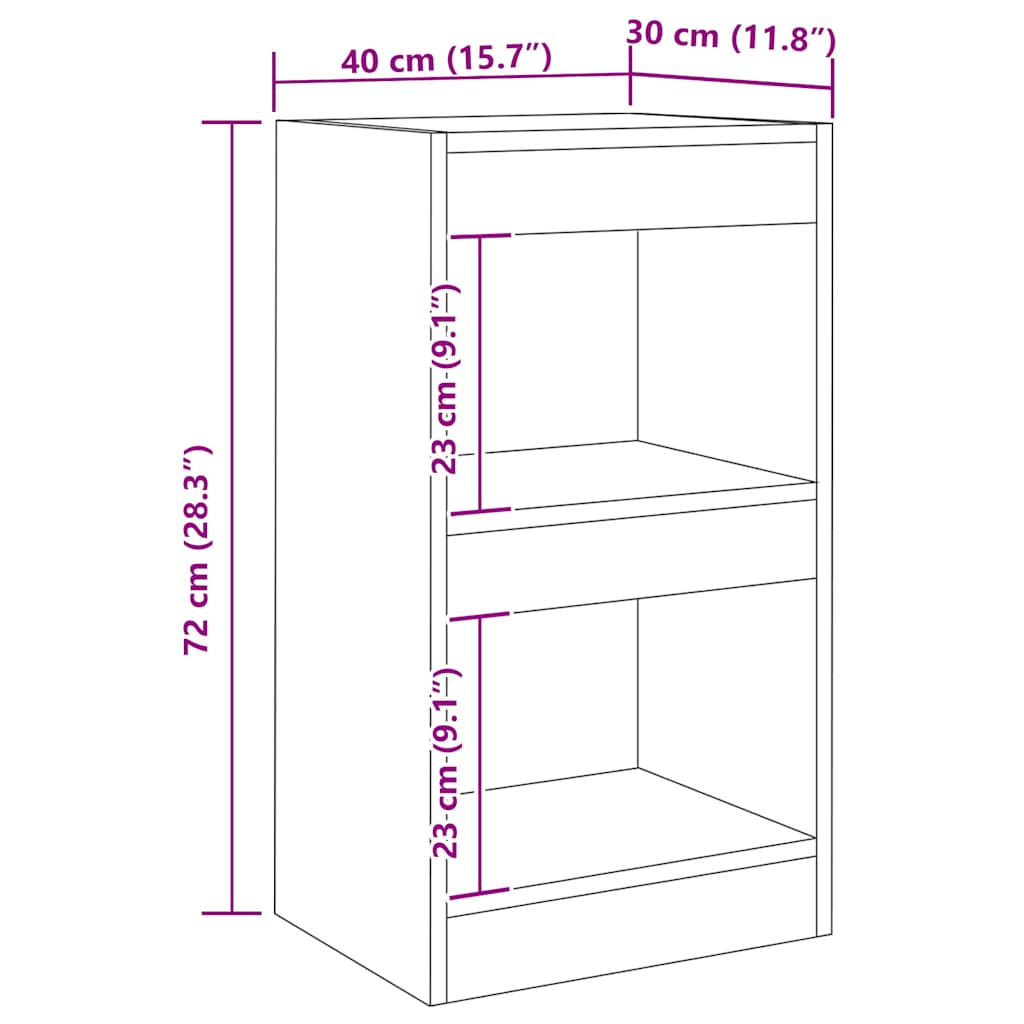 Libreria Divisorio-Scaffale per Libri-Mobile di Stoccaggio in Rovere Artigianale 40x30x72 cm