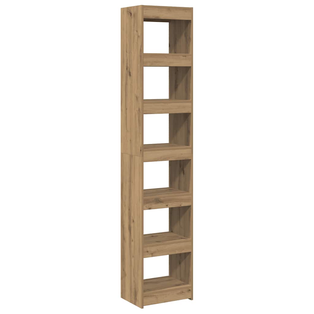 Libreria Divisorio-Scaffale per Libri-Mobile di Stoccaggio Rovere Artigianale 40x30x198 cm
