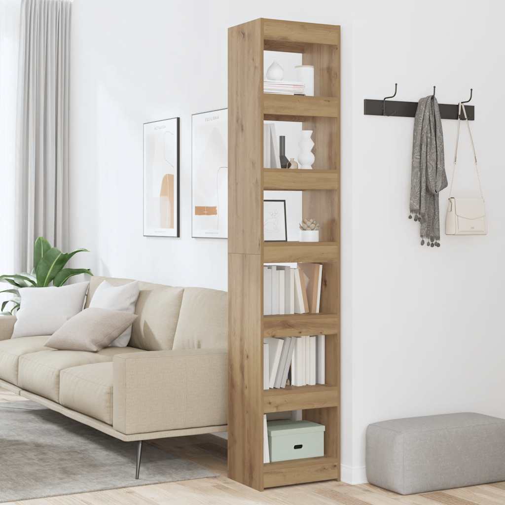 Libreria Divisorio-Scaffale per Libri-Mobile di Stoccaggio Rovere Artigianale 40x30x198 cm