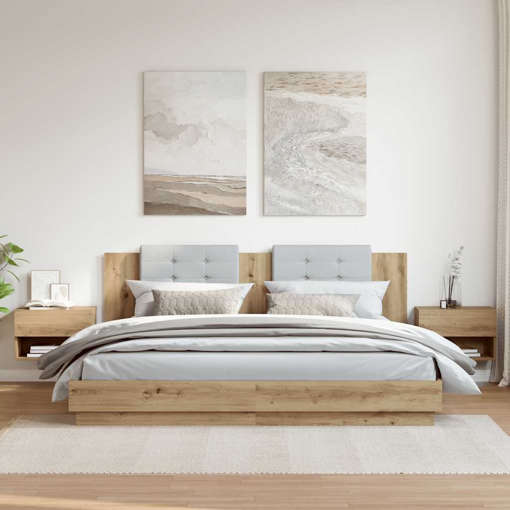 Comodini a Muro 2 pz Rovere Artigianale 856823