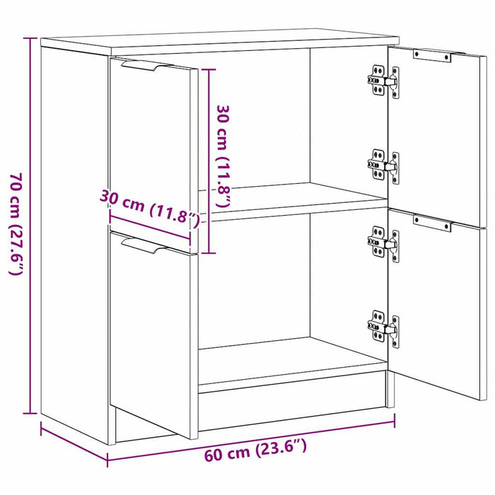 vidaXL Credenza Rovere Artigianale 60x30x70 cm in Legno Multistrato