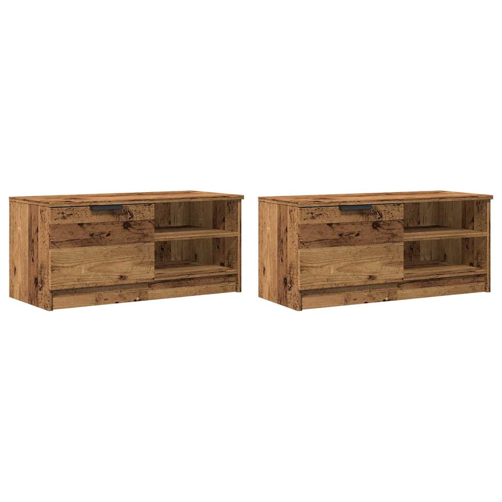 Mobili Porta TV 2 pz Legno Vecchio 80x35x36,5 cm in Truciolato 856855