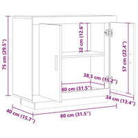 vidaXL Credenza Legno Antico 80x40x75 cm in Legno Multistrato