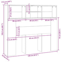 Testiera con Contenitore-Testiera con Ripiani Legno 120x19x103,5 cm in Truciolato