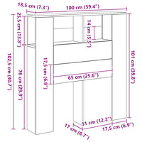 Testiera con Contenitore Artigianale 100x18,5x102,5cm Multistrato 856877