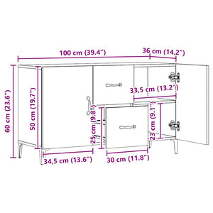 vidaXL Credenza Rovere Artigianale 100x36x60 cm in Legno Multistrato