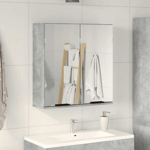Mobile bagno con specchio-Armadietto a Specchio da Bagno-Armadietto a Specchio da Bagno Grigio Cemento 64x20x66,5 Multistrato