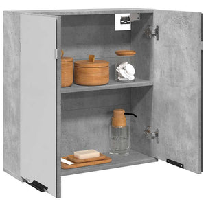 Mobile bagno con specchio-Armadietto a Specchio da Bagno-Armadietto a Specchio da Bagno Grigio Cemento 64x20x66,5 Multistrato