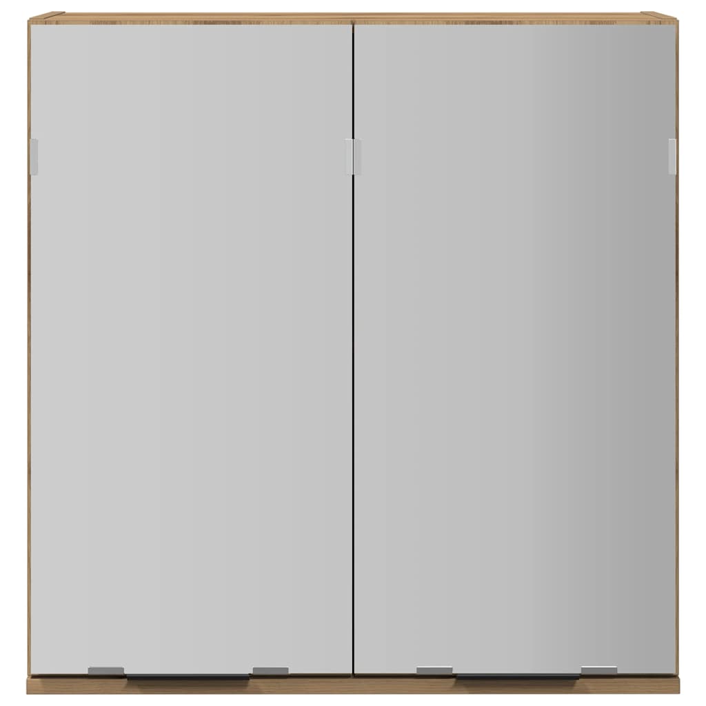 Mobile da Bagno Specchio-Armadietto a Specchio da Bagno Rovere Artigianale Legno Multistrato