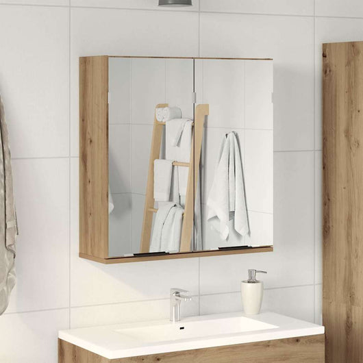 Mobile da Bagno Specchio-Armadietto a Specchio da Bagno Rovere Artigianale Legno Multistrato