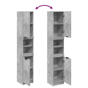 Mobile da Bagno Grigio Cemento 32x34x188,5 cm Legno Multistrato 856942