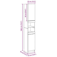 vidaXL Armadietto da Bagno Rovere Artigianale 32x34x188,5cm Truciolato